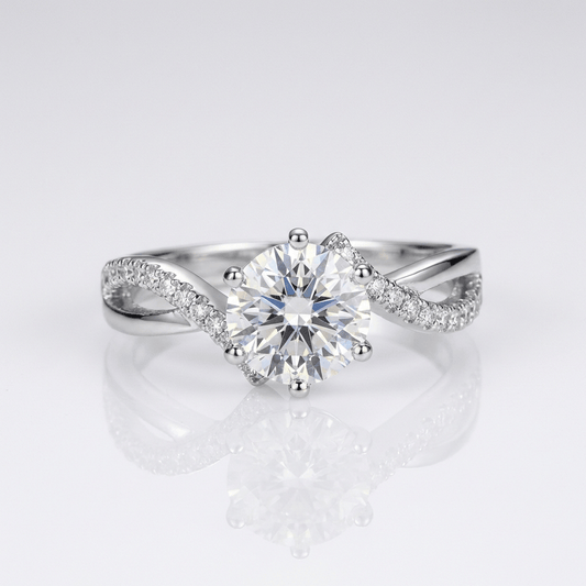 Round Zirconia Silver Infinity Ring