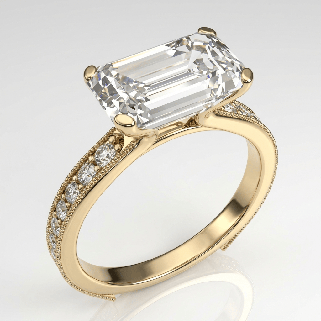 Emerald Cut Zirconia Gold Vintage Ring