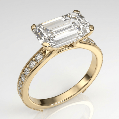 Emerald Cut Zirconia Gold Vintage Ring