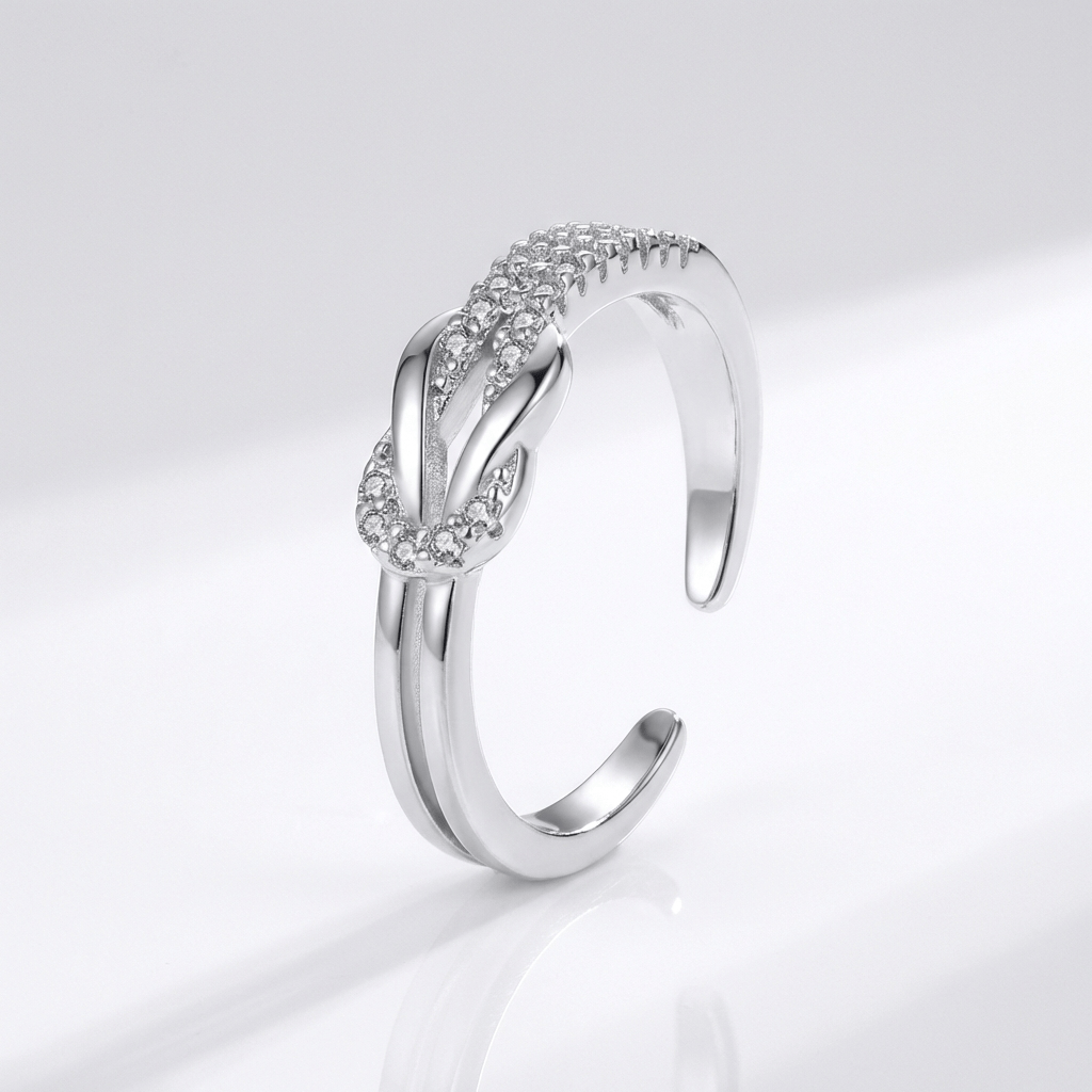 Silver Zirconia Wrap Ring - (Adjustable)